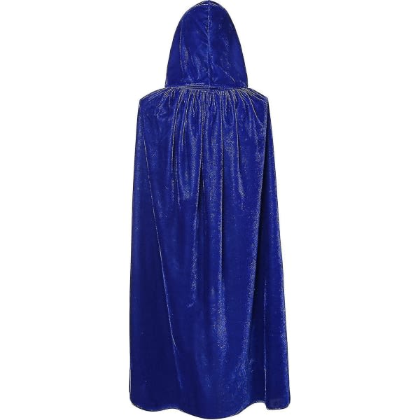 Fløyelshette Cape Unisex Halloween-kappe Devil Wizard Halloween Christmas A blå 130cm