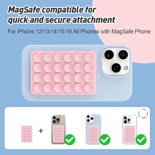 Magnetisk sugpropp telefonhållare för MagSafe-skal, silikon klibbigt telefongrepp för iPhone_xx pink