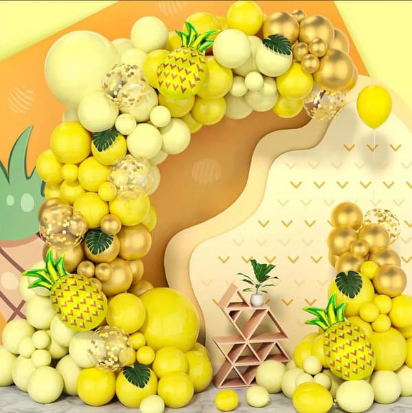 Frukt-tema ballongfestdekorasjonssett for bursdag, sitron jordbær vannmelon ananas design Pineapple
