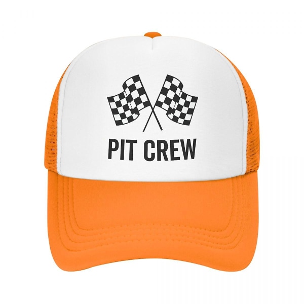 Muoti Race Car Pit Miehistön ruudullinen cap miehille, naisille, säädettävä kilpaurheilulaturi, kuorma-autohattu Urheiluorangi Orange Trucker hat