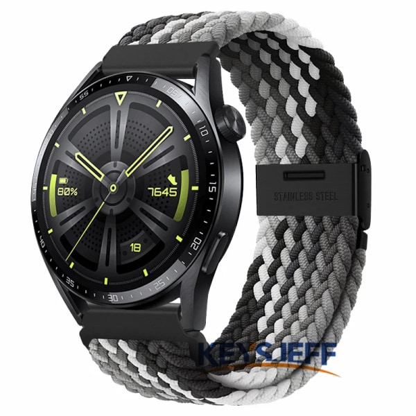 22 mm nylon kompatibel med Galaxy Watch 3 45 mm/ur 46 mm, Gear S3 Frontier/Classic , Huawei Watch GT 3 46 mm flettet bånd 7