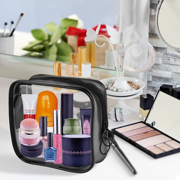 2 Pak Lille Makeup Taske Klar Pung TSA Godkendt Rejse Toilettaske Mini Makeup Lynlåspose