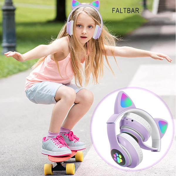 Bluetooth-hodetelefoner for barn, jenter sammenleggbare over-ear-hodetelefoner