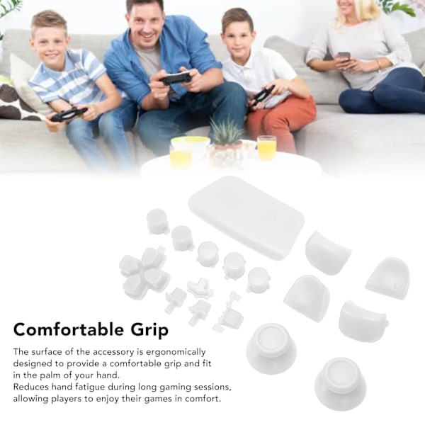 16 stk spillkontrollknapper for PS5-kontroller, erstatningsknapper for tommel og avtrekkere for PS5-kontroll White