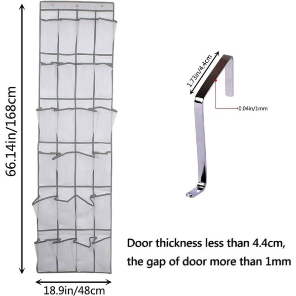 Hengende nylonnett sko oppbevaringspose med krok 24 lommer hvit - DKSFJKL