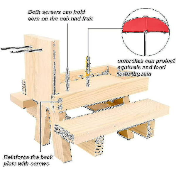 Egern Foderhus Vejrbestandigt Egern Picnicbord Træ Egern Foderbord Med Parasol [adva