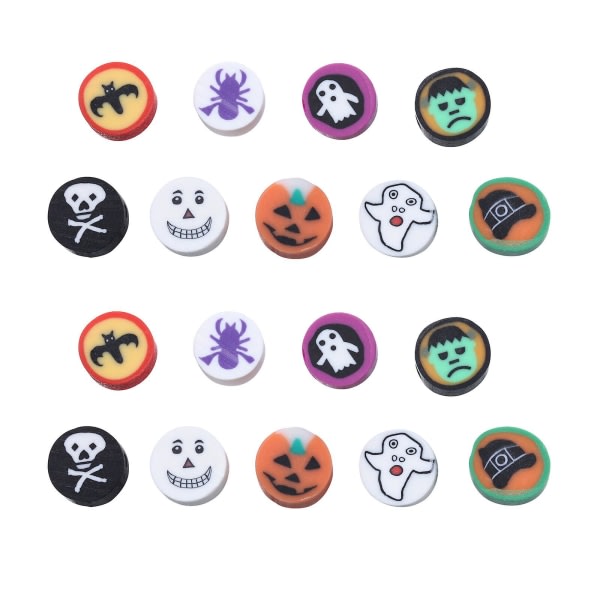 100 stk Halloween Polymer Clay Beads Løse Perler Charms Tilbehør til smykkefremstilling (1x1 cm, assorterede farver)