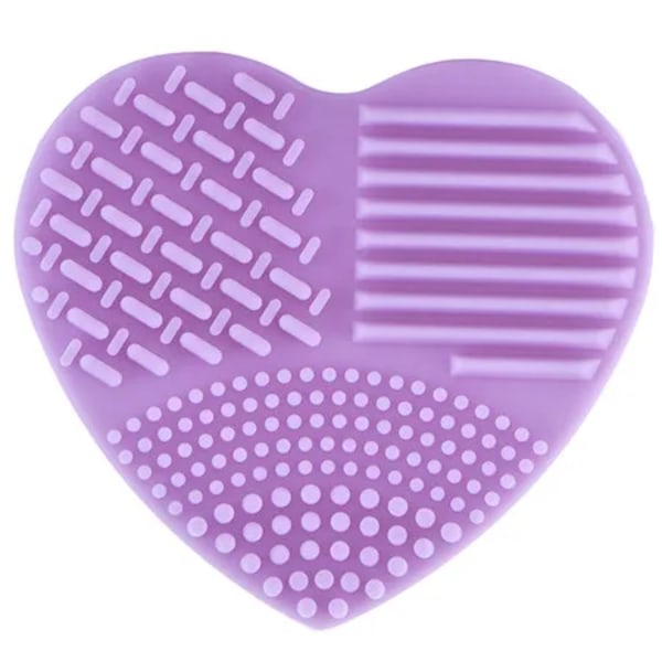 Hjerteform Silikonrengjøring Makeup Børster Rengjøringsverktøy lilla