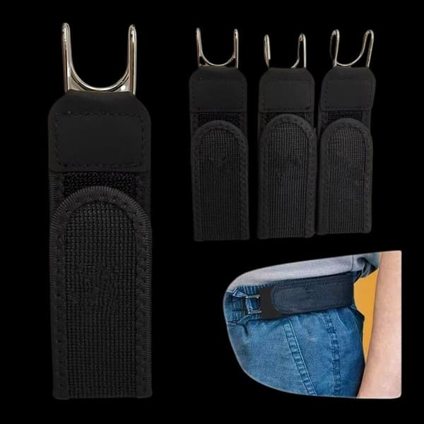 Spændefri Bæltekrog Justerbar Metalkrog Elastisk Bælte Unisex Black
