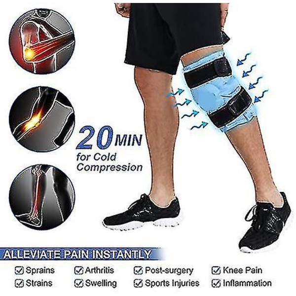 Ice Pack för smärtlindring i knä, Återanvändbar gel Isinpackning för benskador, svullnad, knäproteskirurgi, kallkompressterapi