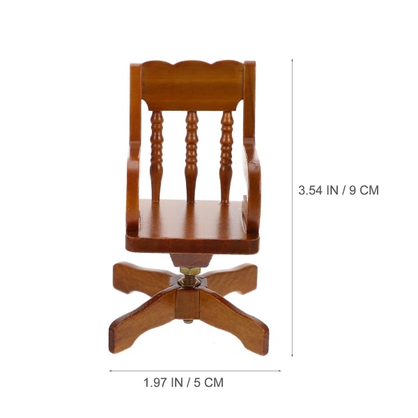Miniatyyrit Miniatyyrituolikoristelu Puinen tuolimalli Minitalo Puinen lelu Minipuiset tuolit (9X5X5CM, ruskea)