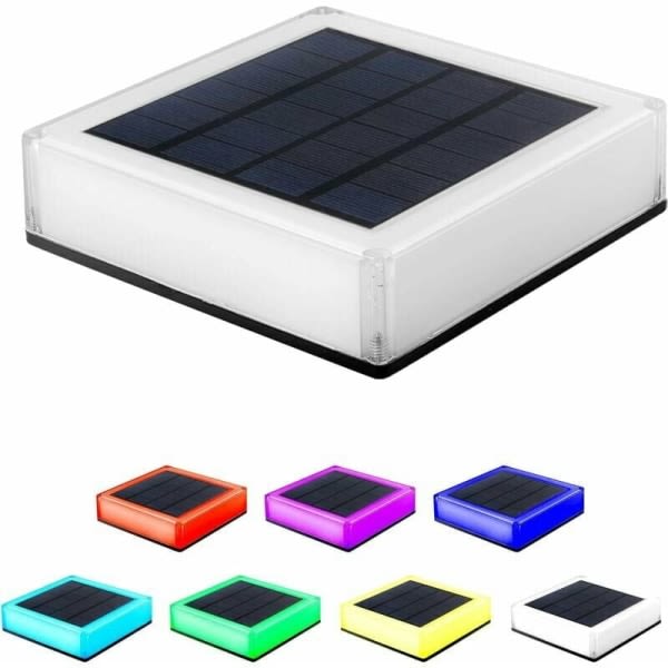 Solar Post Caps - 13x13cm 1 LED gjerdestolpe trestolpe vanntett lys for terrasse og plen utendørs solcellelys (RGB)