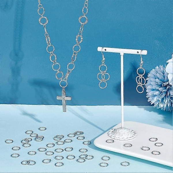 500 stk. 10 mm Åbne Springringe 18 Gauge Rustfrit Stål Runde Springringe Smykketilbehør til DIY Armbånd - Perfekt