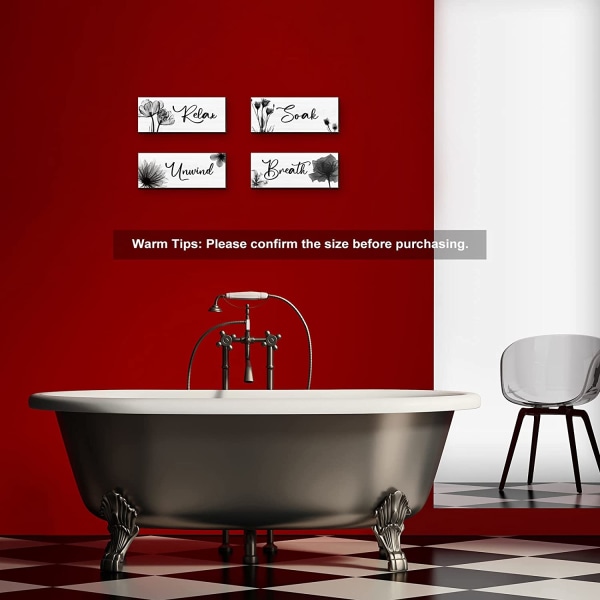 Set 4 eleganttia kylpyhuoneen seinäkoristetta tulppaanit musta