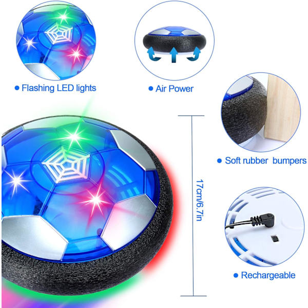 Air Power Fodbold, Legetøjsballon med LED-lys Hover Fodbold