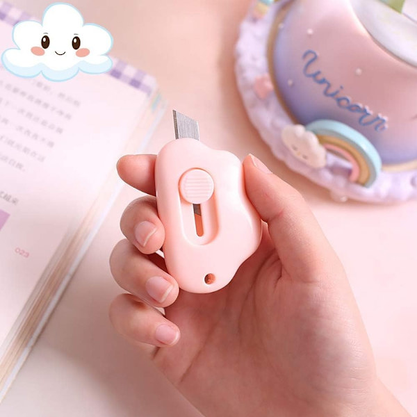 Mini verktygsknivar lådkniv Retractable brevöppnare, kartong - Perf 3pcs (Pink/Blue/White)