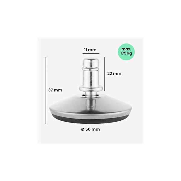 Kontorsstolsbells - 5-pack 11/22mm ersättningshjul för stolar med hjul - Fast ben med glid för hårda golv