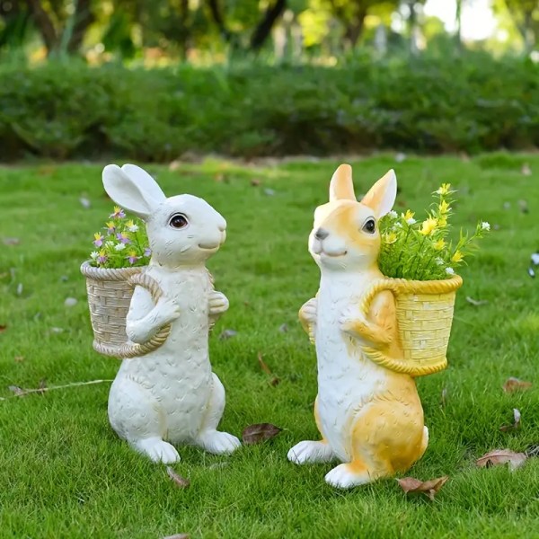 1 stk 3D påskehare statue, simulering kanin dyr udendørs haveharpiks håndværk, kunst ornamenter