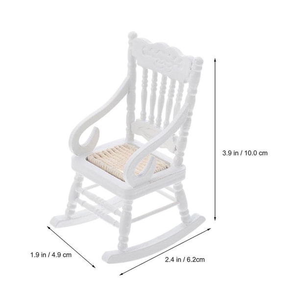 2pcs Dollhouse Accessories Wooden Mini Chair Miniature Decor Rocking Chair Model（10X6.2CM，White）