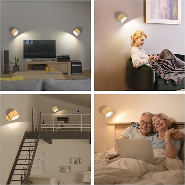 LED-vegglampe, veggmontert lampe med oppladbart batteri