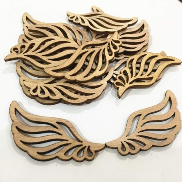 80 kpl Angel Wings Patches Wood Packs Unfinished Wood