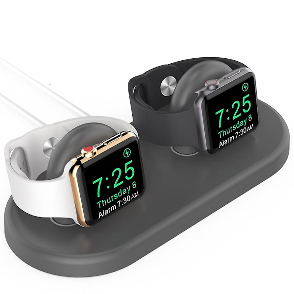 AHASTYLE PT116 Opladningsstander med Dobbelte Positioner til Apple Watch, Smartwatch Opladerholder Base [HK] Style A Apple Watch SE (2022) Style A Apple Watch SE (2022) Grey
