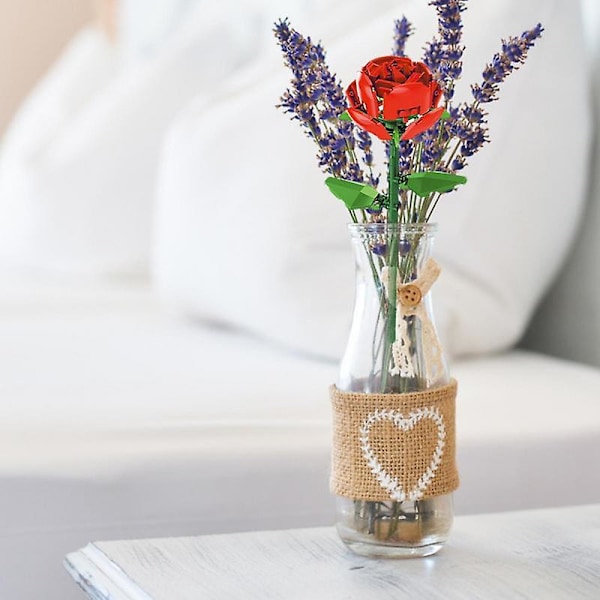 Unikt Mini Rose byggeklosssett Romantisk Valentine Morsdag Kjærlighetsgaver Kreative byggelekesett for hjemmeinnredning Lilla purple