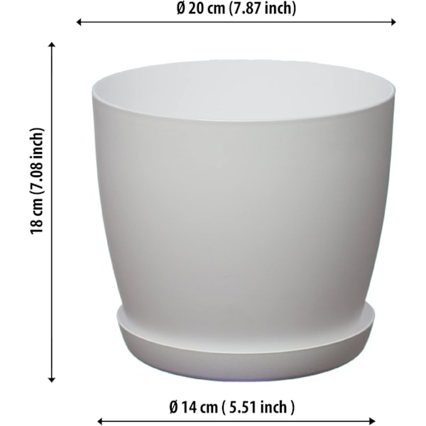 Hvite hageornamenter hvite potter med skåler - Utendørs blomsterpotter med matt finish og brett - Potter med skåler Hvit White 20cm*17.5cm*14cm