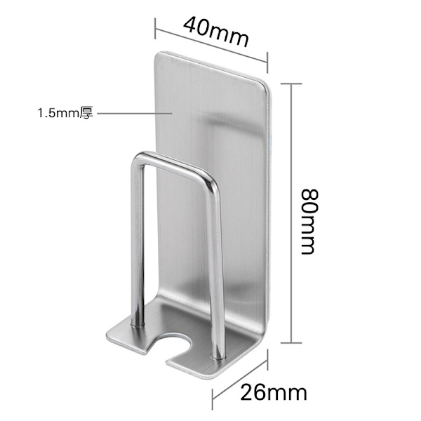 Väggmonterad tandborsthållare med självhäftande borstat rostfritt stål (2-pack)