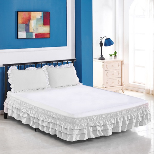 Elastic ruffle pleated polyester bed skirt Ruffle Easy Fit