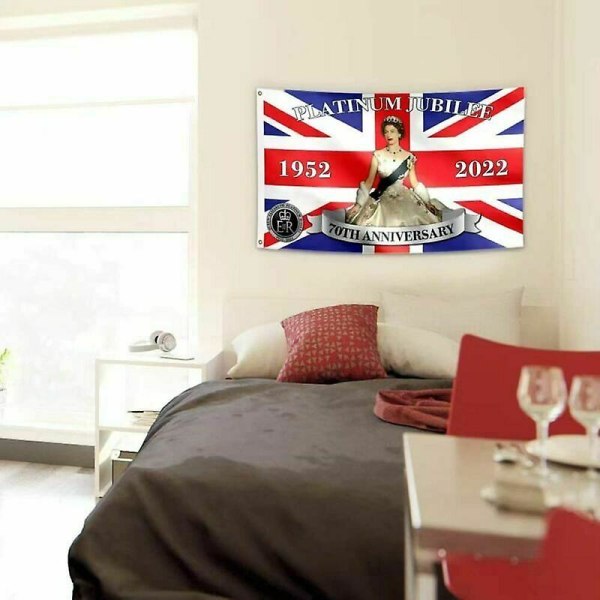 Dronningens Elizabeth's 70. Platinjubilæum 2022 Union Jack Uk Flag 5ft*3ft