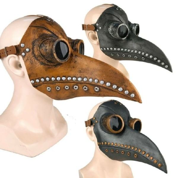 Halloween Pestedoktor Maske PU Læder Maske Cosplay Rekvisit Grå