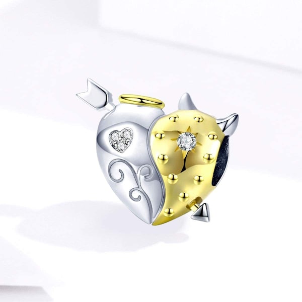 925 Sterling Silver Ängel Demon Kristallhänge och Pandora