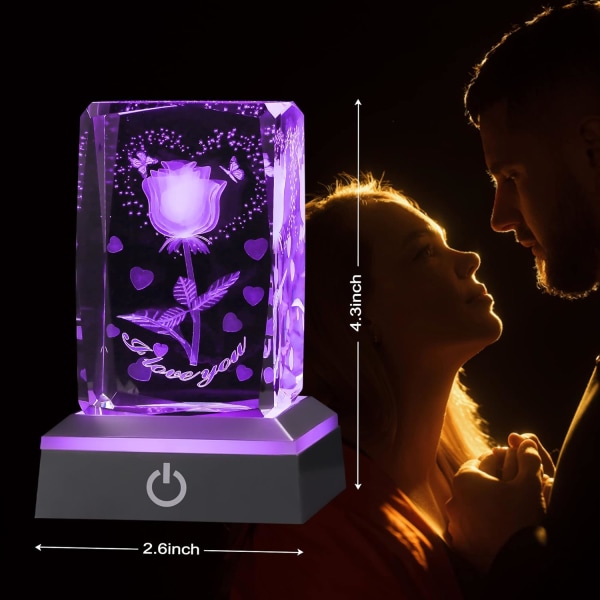3D Rose Crystal Valentinsdag gaver til henne, bursdag jubileum morsdag