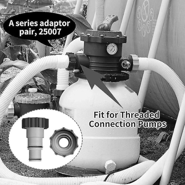 2-pakning Intex Pool A-adapter erstatningspumpe slange adapter A-serie med innvendig gjengeskrue