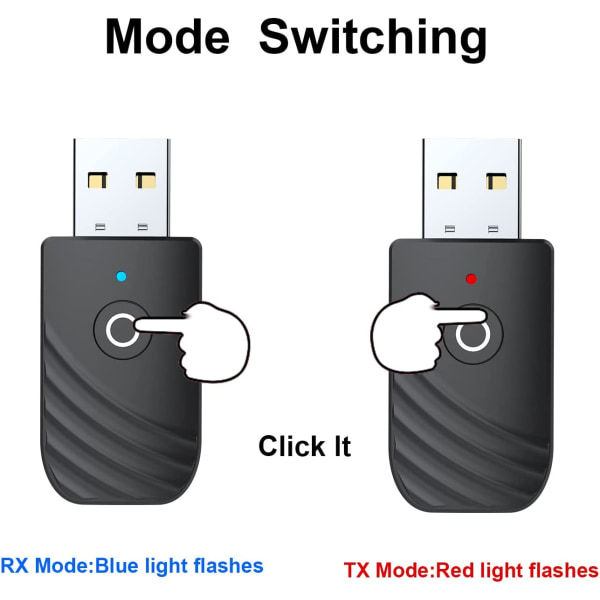 Bluetooth 5.0-adapter, AUX-lydadapter for Bluetooth-høyttalere