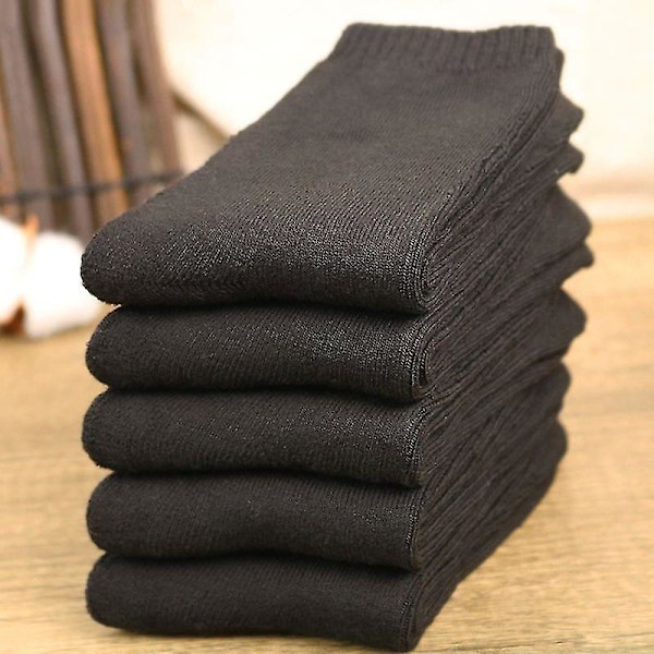 5 par alpackasockar Herr Dam Ullsstrumpor Varma vinterstrumpor pure black