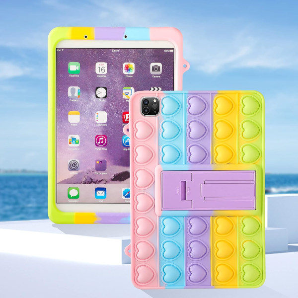 Värillinen sydän Samsung Galaxy Tab A 10.1\" Kotelolle 2019 SM-T510/T515 Sarjakuva Hauska Kawaii Söpö Silikoni Hauska Suojus Muoti Ainutlaatuinen Fidget Lasten Kotelo