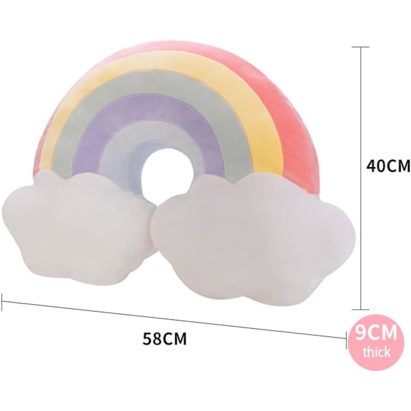 Molnformad regnbågskudde, dekorativ hemkudde, kreativ plyschkudde, gosedjur, godisfärgad kudde
