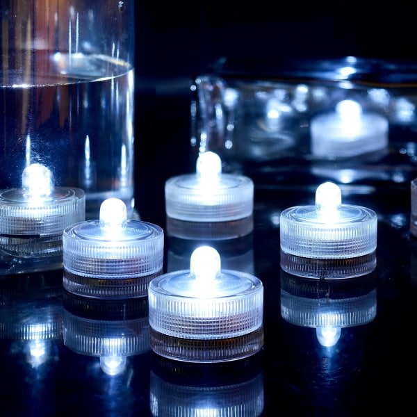 Nedsänkbara LED-ljus värmeljusljus, mini nedsänkbara LED-lampor Vattentäta undervattens LED-lampor för bröllop Hem Vas Festival Dekoration 24st