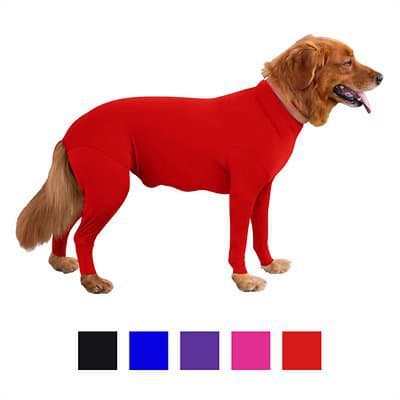 Fuld dækkende hunde firebenet efterårs- og vinterhunde firebenet tøj, kæledyrstøj, kat elastisk basislag, rød 58cm