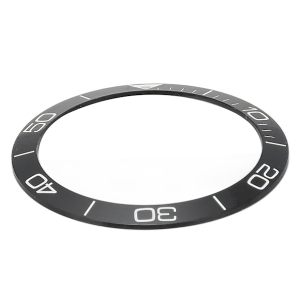 Keramisk klokkebezelring Profesjonell 38,6 mm klokkebezel indre reservedeler tilbehør for reparatør Svart base Hvit nummer Prikket linje