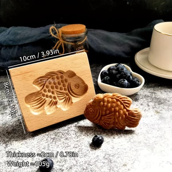 3D Træ Cookieforme med Dyreudskæringsmønstre, Bage- og Dekoreringsværktøjer Carp