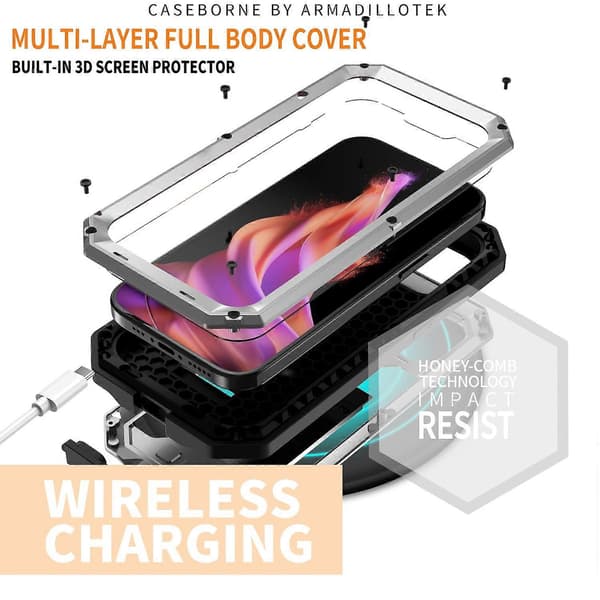 Skyvbart Kamera IP54 Liv Vanntett Holder Mobilskall Sølv Silv Silver For iPhone 15
