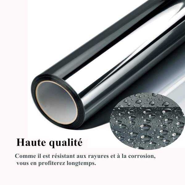 Självhäftande Spegelfilm Solar Film Envägsfönster Anti Värme Anti UV Anti Ljus Anti Kika Insynsskydd Hem Kontor Butik (Svart, 40x400 cm)