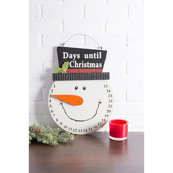Julkalender i Trä, Dekorativ & Återanvändbar, 16.5x12.75, Snögubbe Nedräkning