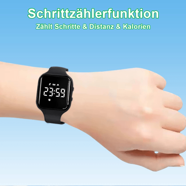 Step Counter Watch uten app/telefon, IP68 vanntett digital klokke