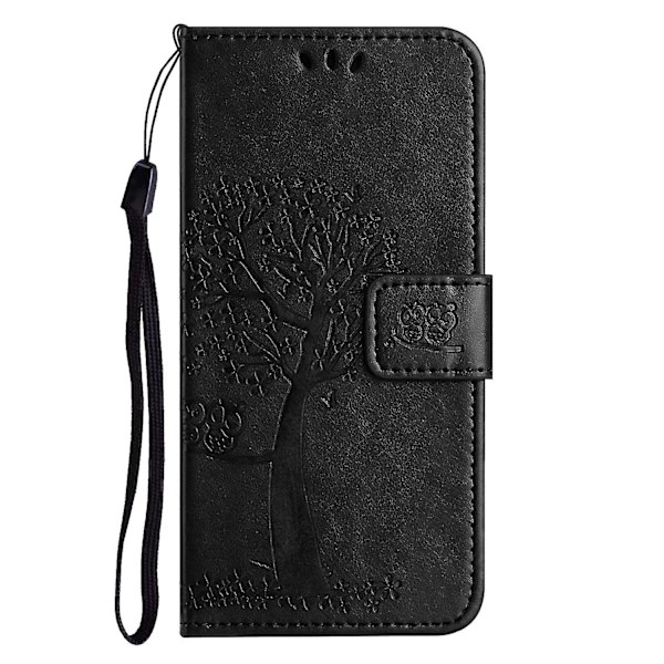 For Honor X6a 4g Owl Tree Tryckt PU-Läder Stativfodral Fullt Skyddande Omslag Black