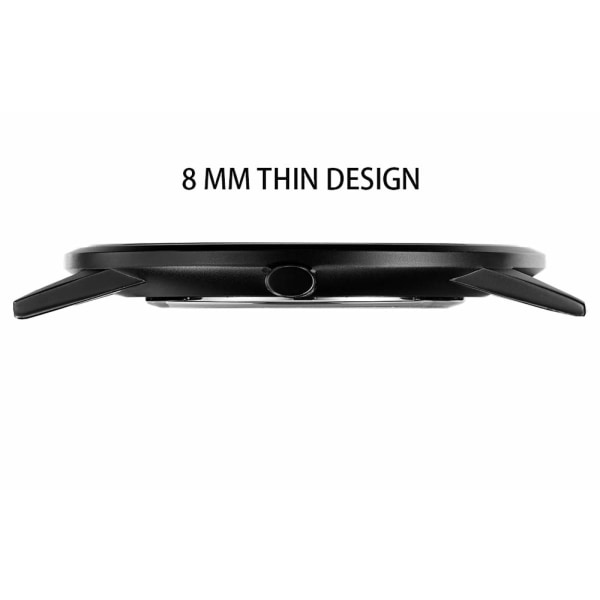 Mænds Ur Ultra Tyndt Sort Minimalistisk Kvarts Med Milanese Mesh Rustfrit Stål