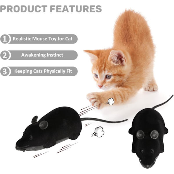 Fjärrstyrd Mus Katt Leksak, Interaktiv Rörlig Katt Leksaker Trådlös Elektronisk RC Råtta Möss Husdjur Leksaker